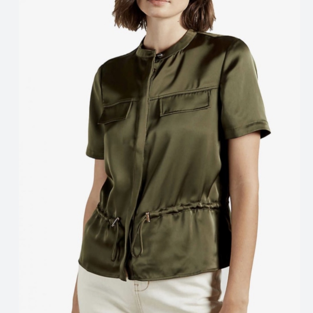 Ted Baker London Anjyo Draw Cord Waist Utility Shirt in Khaki. Size: Tedโฆ